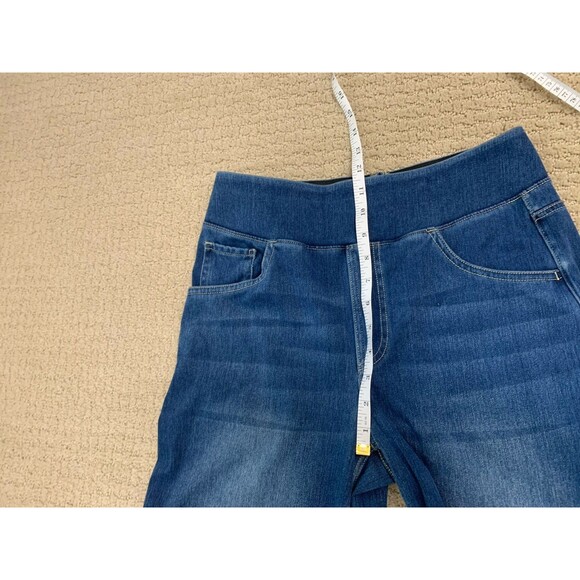 Halara Flex Blue Baggy Wide Leg Pull On High Waist Stretch Jeans Sz M - Picture 11 of 13